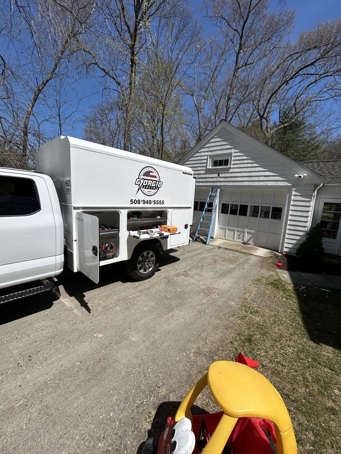Giorgio Electric service truck at a residential job